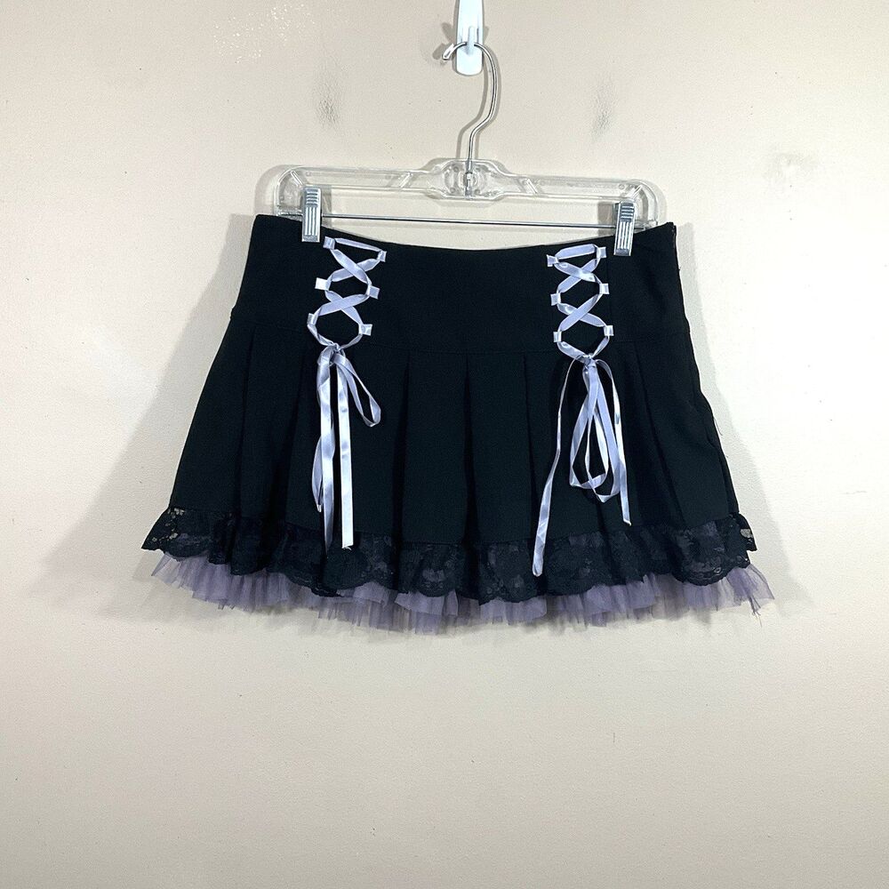 Dolls Kill Widow Of Minxes And Men Mini Skirt M Black Punk Fairy Grunge Goth Emo